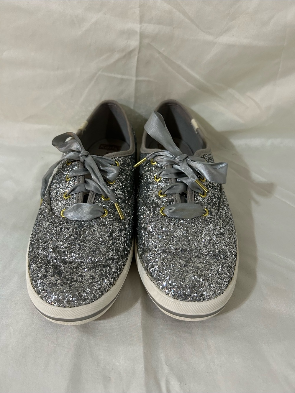 Keds x Kate Spade Champion Glitter Sneakers 8.5 Silver WF52390